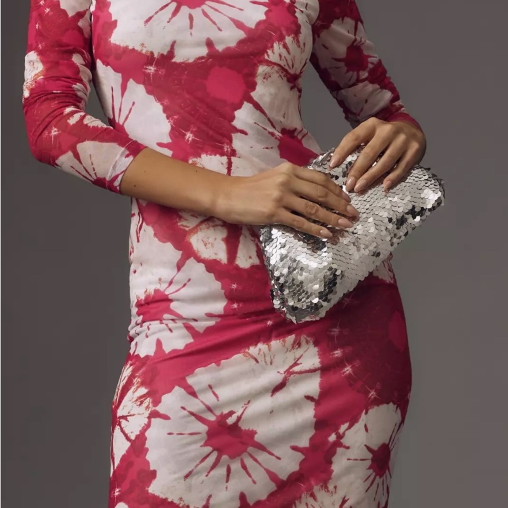 Anthropologie Pink and White Bodycon Cocktail Dress